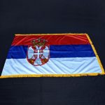 Zastava Srbije sa grbom 180cm x 120cm sa zlatnim resama