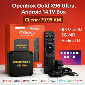Openbox Gold X96 Ultra – Android 14 TV Box
Pretvorite svoj TV u pametni centar zabave!