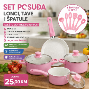 SET POSUĐA 13 DIJELOVA 
(Lonci, tave i špatule)