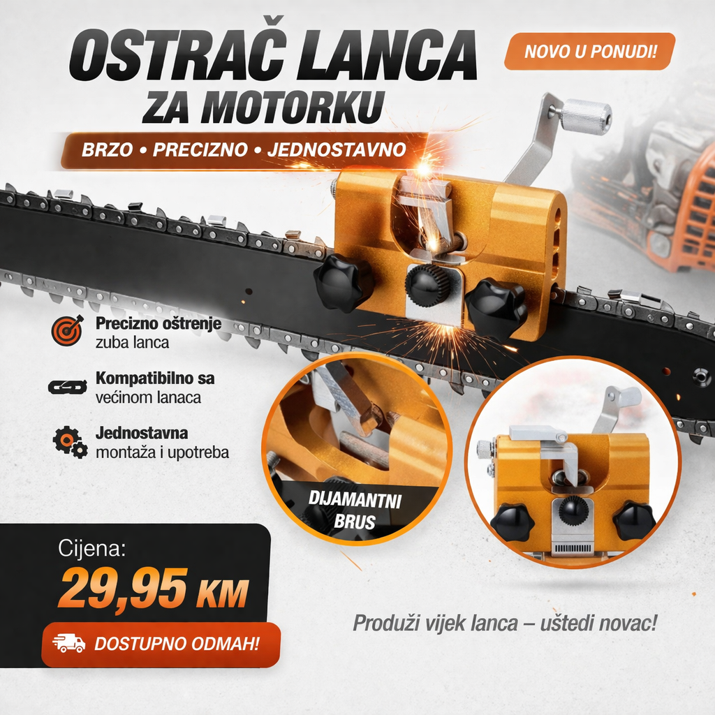 Oštrač lanca za motorku – brzo, precizno i jednostavno!
