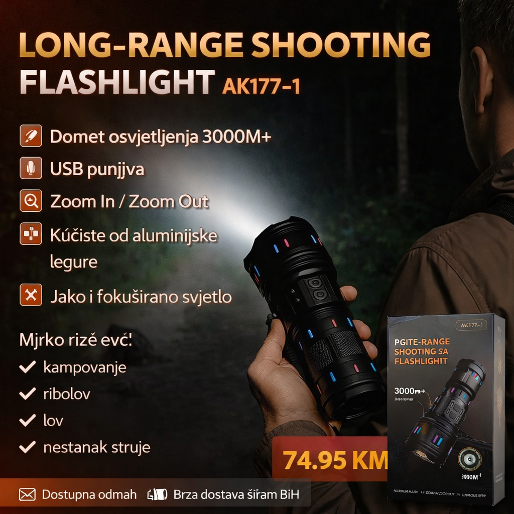 Laserska baterijska lampa 3000m model AK177-1