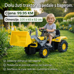 Dolu žuti traktor na pedale s bagerom