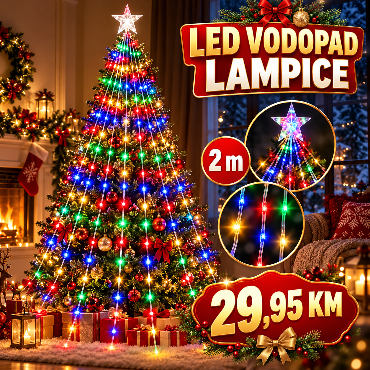 Led vodopad lampice 2m